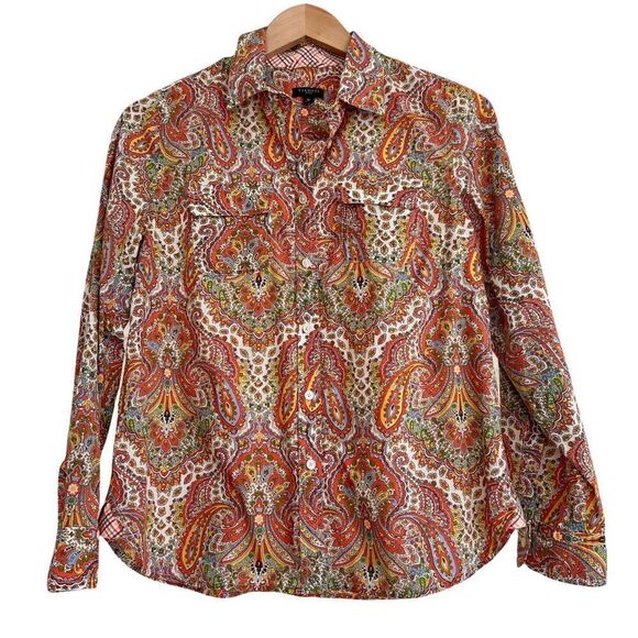 Talbots Tops - Talbots Boho Paisley Cotton Long Sleeve Blouse 8 Petite